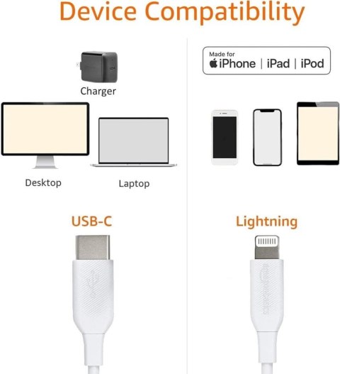 Kabel do ładowania Amazon Basics USB-C na Lightning