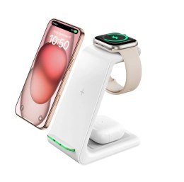 Ładowarka bezprzewodowa 3w1 Geekera T3 biała