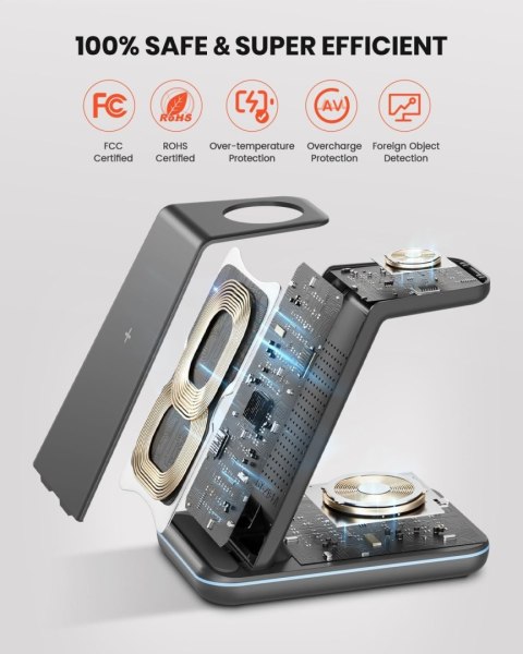 Ładowarka bezprzewodowa 3w1 Geekera T3 biała