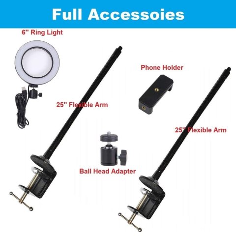 Lampa pierścieniowa i uchwyt na telefon / kamerę AYIZON