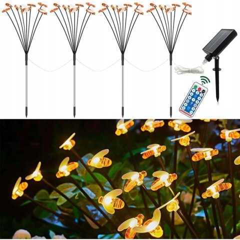Lampy ogrodowe solarne świetliki wbijane wodoodporne sterowane pilotem 4szt