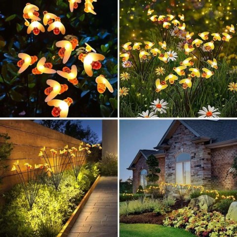 Lampy ogrodowe solarne świetliki wbijane wodoodporne sterowane pilotem 4szt