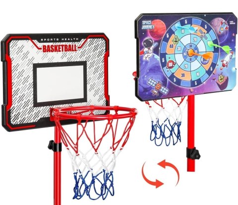 Przenośny zestaw do koszykówki i rzutek 2w1