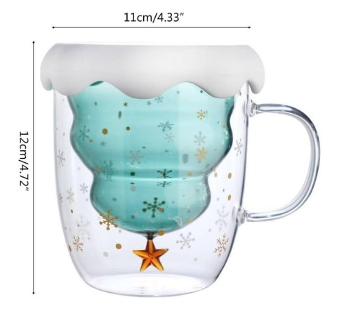 Szklany kubek z podwójną ścianką "Choinka" 2 szt