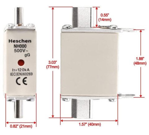 Wkładka topikowa NH000 Heschen 32A - 3 szt.