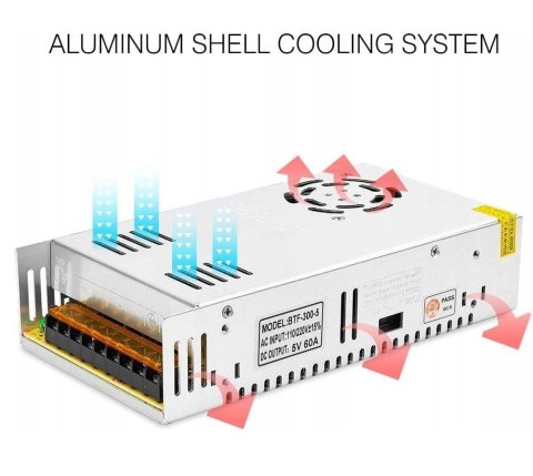 Zasilacz impulsowy DC5V60A BTF-LIGHTING AC 110/220 V