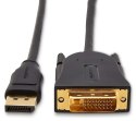 Kabel DisplayPort do DVI, 1920x1080p, 1080@60Hz, kabel winylowy, pozłacane wtyczki,1,83 m