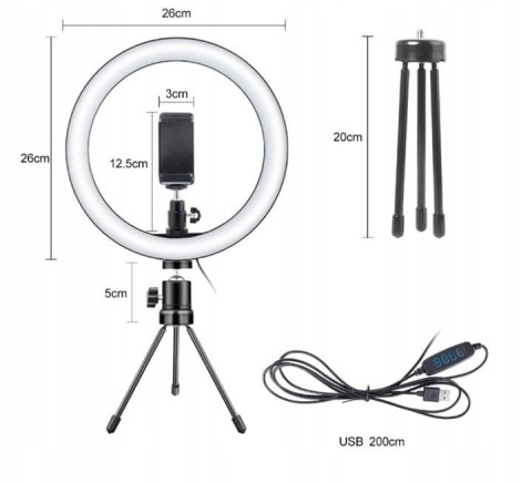 Lampa pierścieniowa do selfie ze statywem