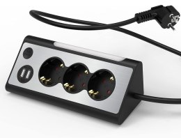 Listwa zasilająca 3 m, 3 gniazda z USB i lampką nocną LED