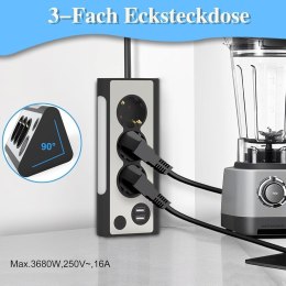 Listwa zasilająca 3 m, 3 gniazda z USB i lampką nocną LED