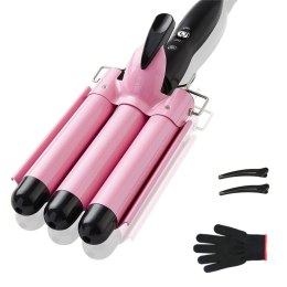 Lokówka do włosów potrójna różowa top4ever