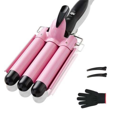 Lokówka do włosów potrójna różowa top4ever